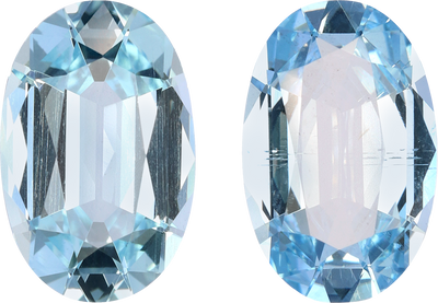 Oval cut aquamarine, 12.81 by 8.31 mm, shown at actual size