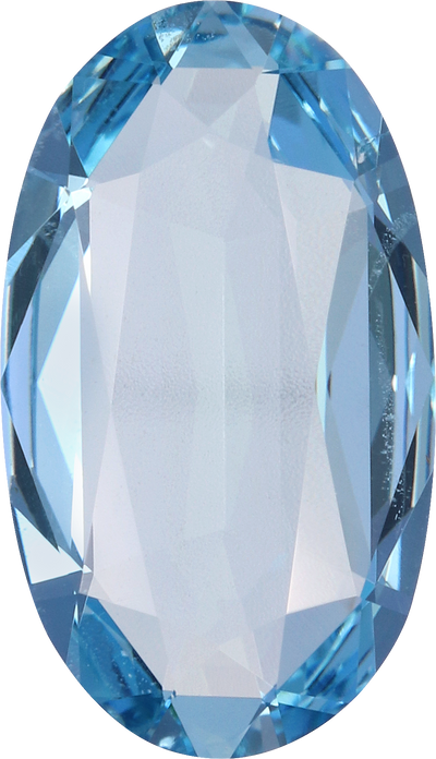 Oval cut aquamarine, 14.47 by 8.32 mm, shown at actual size