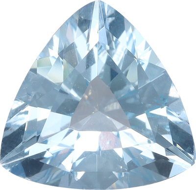Trilliant cut aquamarine, 9.08 by 9.22 mm, shown at actual size