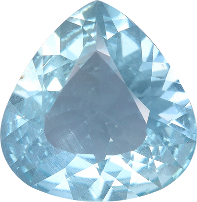 Pear cut aquamarine, 15.44 by 15.01 mm, shown at actual size