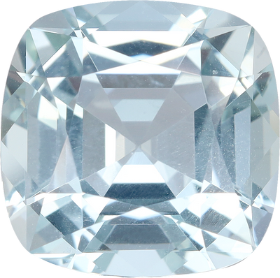 Square cut aquamarine, 12.28 by 12.27 mm, shown at actual size