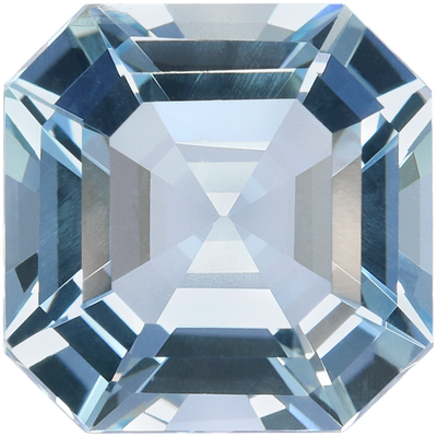 Square cut aquamarine, 10 by 9.97 mm, shown at actual size