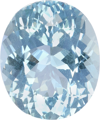 Oval cut aquamarine, 12.3 by 10.28 mm, shown at actual size