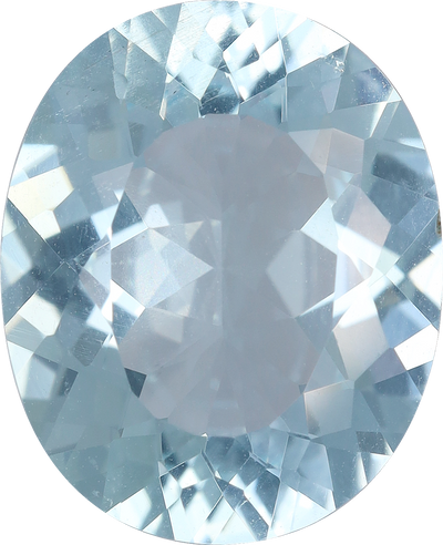 Oval cut aquamarine, 13.21 by 10.81 mm, shown at actual size