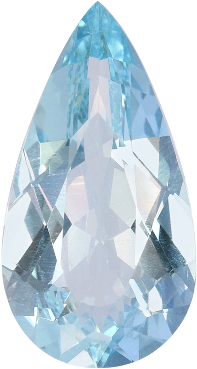 Pear cut aquamarine, 16.28 by 8.68 mm, shown at actual size