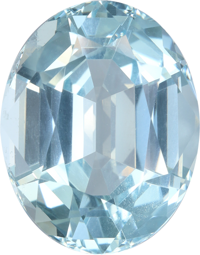 Oval cut aquamarine, 18.86 by 14.9 mm, shown at actual size