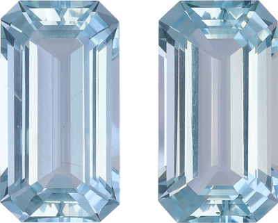 Rectangular cut aquamarine, 15.52 by 8.45 mm, shown at actual size