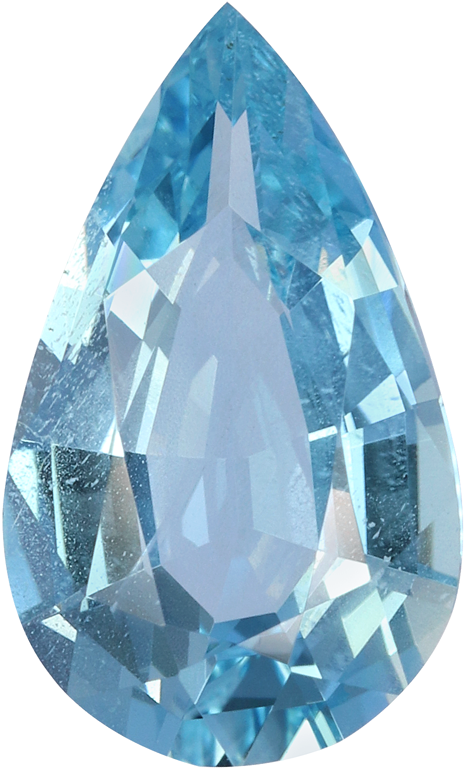 Pear cut aquamarine, 12.27 by 7.41 mm, shown at actual size