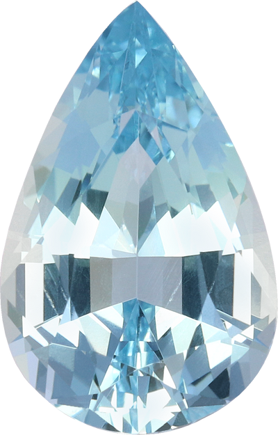 Pear cut aquamarine, 12.51 by 8.09 mm, shown at actual size