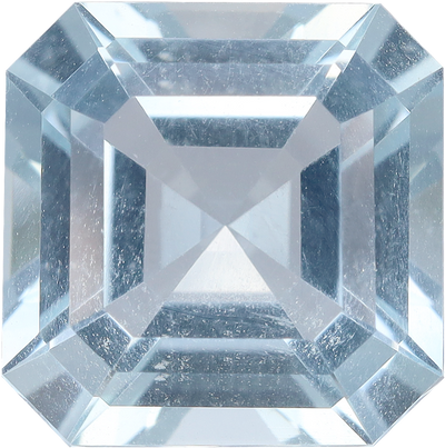 Square cut aquamarine, 10.12 by 10.05 mm, shown at actual size