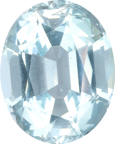 Oval cut aquamarine, 14.85 by 11.92 mm, shown at actual size