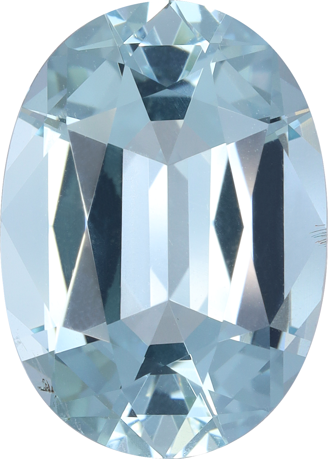 Oval cut aquamarine, 14.23 by 10.17 mm, shown at actual size