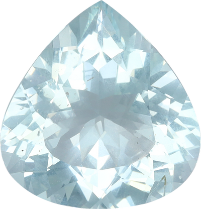 Pear cut aquamarine, 14.62 by 13.96 mm, shown at actual size