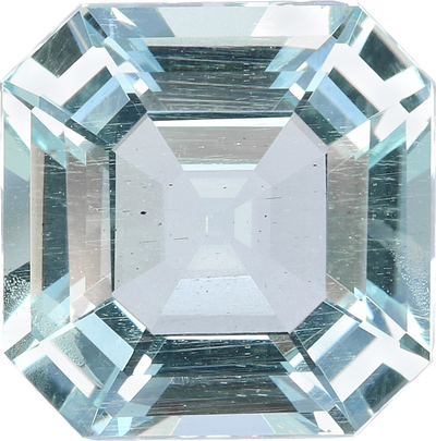 Square cut aquamarine, 11.01 by 10.97 mm, shown at actual size