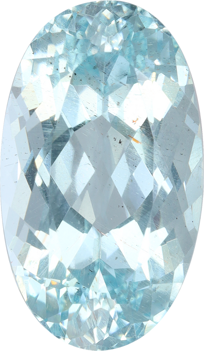 Oval cut aquamarine, 16.54 by 9.67 mm, shown at actual size
