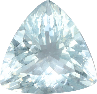 Trilliant cut aquamarine, 11.6 by 11.08 mm, shown at actual size