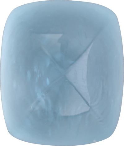 Cushion cut aquamarine, 17.28 by 14.72 mm, shown at actual size