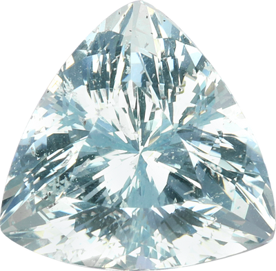 Trilliant cut aquamarine, 11.24 by 10.97 mm, shown at actual size