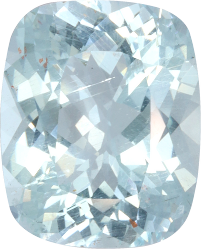 Cushion cut aquamarine, 11.25 by 9.09 mm, shown at actual size