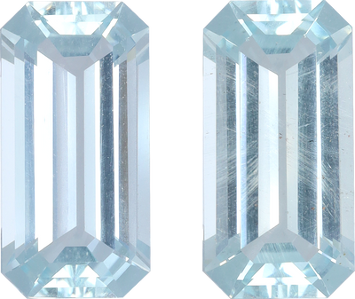 Rectangular cut aquamarine, 14.07 by 7.22 mm, shown at actual size