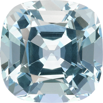 Cushion cut aquamarine, 8.7 by 8.7 mm, shown at actual size