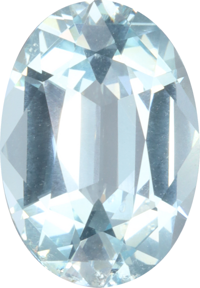 Oval cut aquamarine, 12.89 by 9.03 mm, shown at actual size