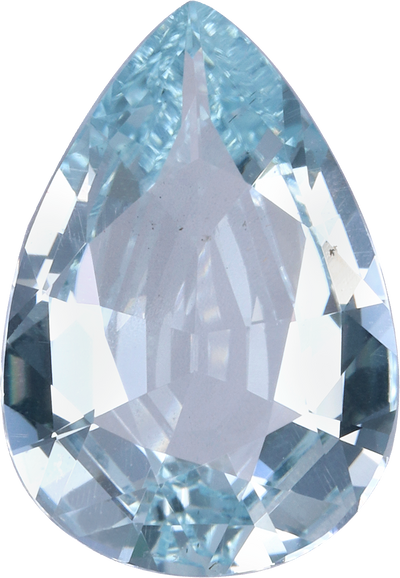 Pear cut aquamarine, 13.16 by 9.18 mm, shown at actual size