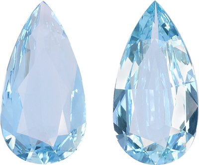 Pear cut aquamarine, 14.06 by 7.4 mm, shown at actual size