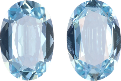 Oval cut aquamarine, 10.47 by 7.13 mm, shown at actual size