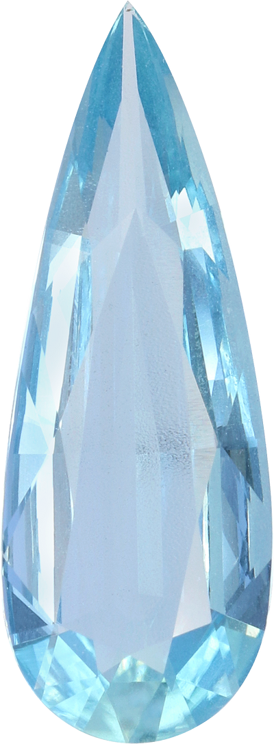 Pear cut aquamarine, 17.48 by 6.45 mm, shown at actual size