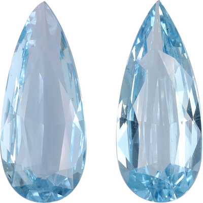 Pear cut aquamarine, 15.19 by 6.48 mm, shown at actual size