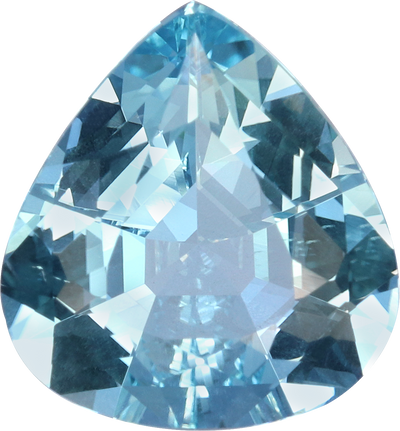 Pear cut aquamarine, 9.83 by 9.15 mm, shown at actual size