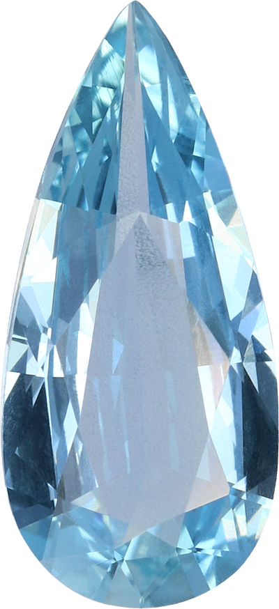 Pear cut aquamarine, 12 by 5.55 mm, shown at actual size