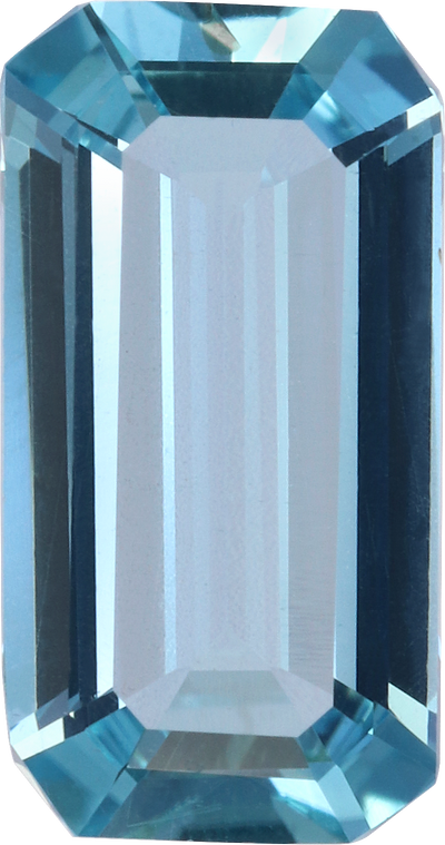 Rectangular cut aquamarine, 10.25 by 5.41 mm, shown at actual size