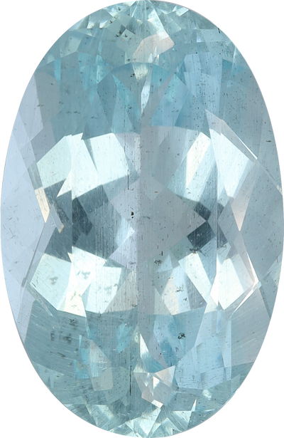 Oval cut aquamarine, 20.17 by 13.1 mm, shown at actual size