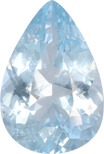 Pear cut aquamarine, 14.3 by 9.79 mm, shown at actual size