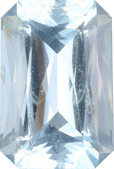 Rectangular cut aquamarine, 14.9 by 9.98 mm, shown at actual size