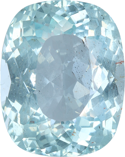 Cushion cut aquamarine, 16.68 by 13.3 mm, shown at actual size