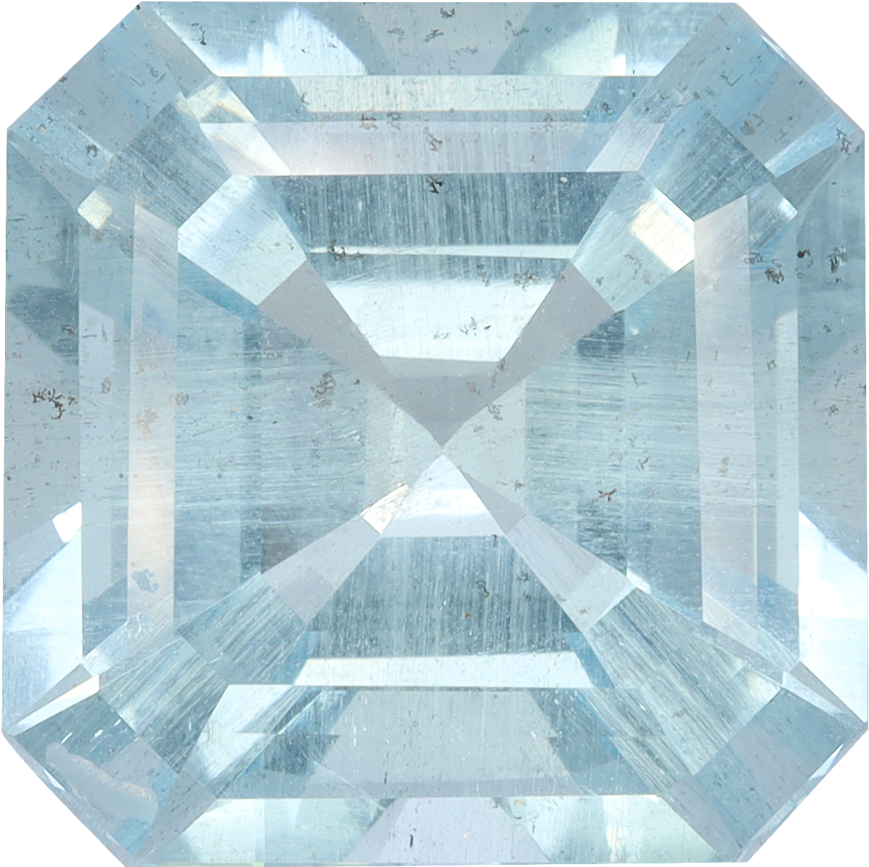 Square cut aquamarine, 14.52 by 14.49 mm, shown at actual size