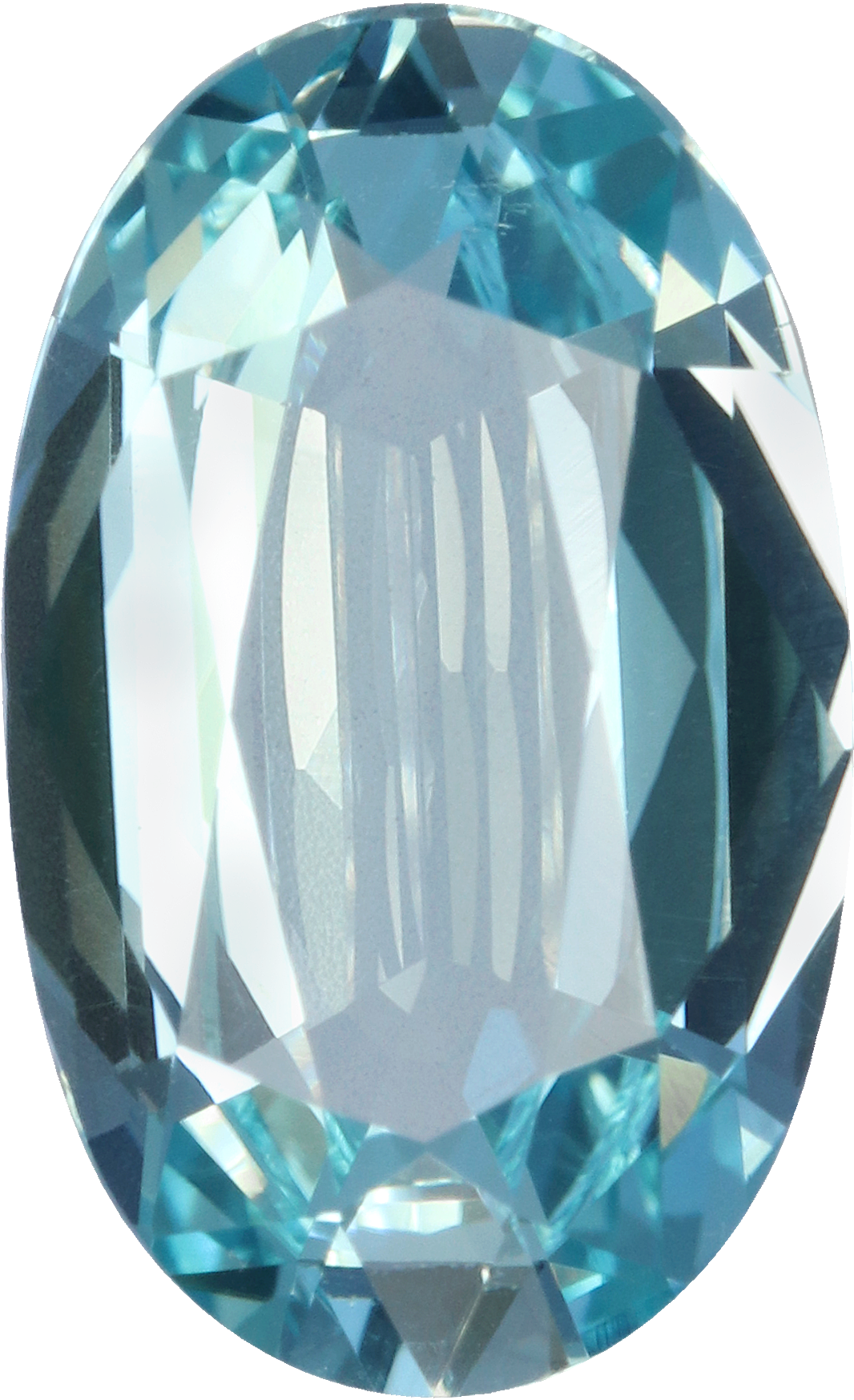 Oval cut aquamarine, 11.77 by 7.2 mm, shown at actual size