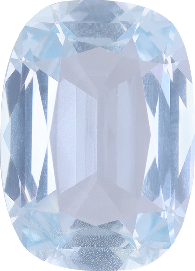 Cushion cut aquamarine, 12.78 by 9.23 mm, shown at actual size