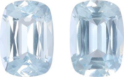 Cushion cut aquamarine, 11.37 by 7.97 mm, shown at actual size