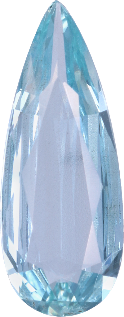 Pear cut aquamarine, 16.44 by 8.38 mm, shown at actual size