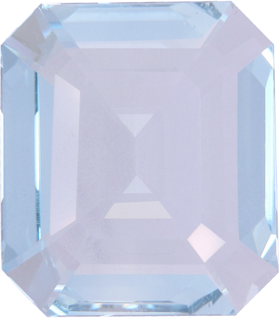 Rectangular cut aquamarine, 14.27 by 12.56 mm, shown at actual size