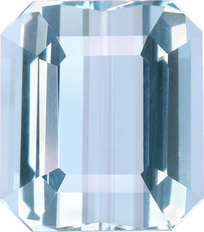 Rectangular cut aquamarine, 10.12 by 8.95 mm, shown at actual size