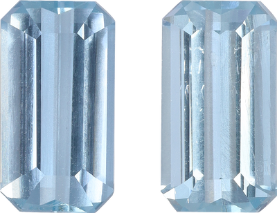Rectangular cut aquamarine, 9.94 by 5.42 mm, shown at actual size