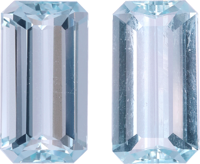 Rectangular cut aquamarine, 10.61 by 5.73 mm, shown at actual size