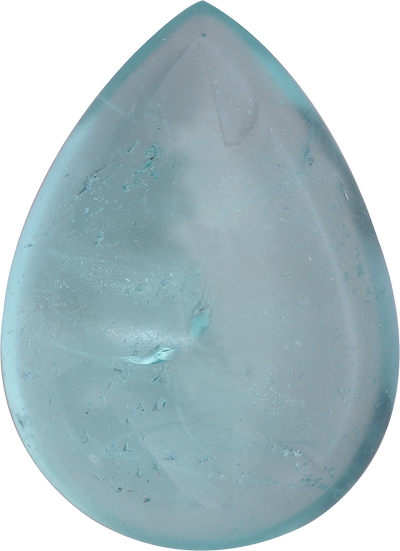 Pear cut aquamarine, 20.79 by 15.06 mm, shown at actual size