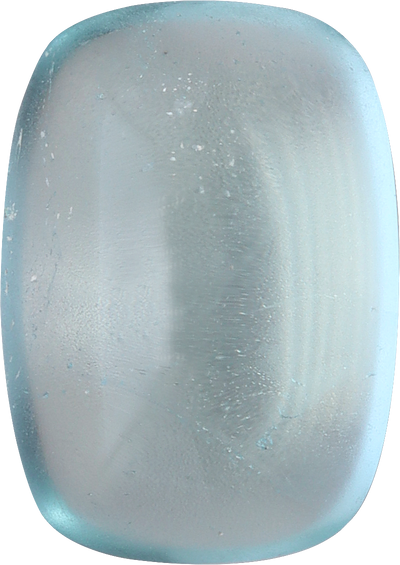 Cushion cut aquamarine, 11.3 by 7.98 mm, shown at actual size