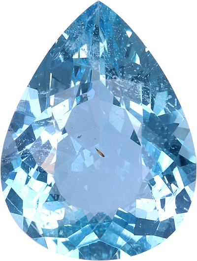 Pear cut aquamarine, 11.63 by 8.74 mm, shown at actual size